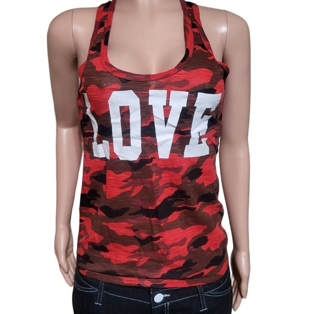 Reflex women's red camouflage racerback sleeveless tank top M
